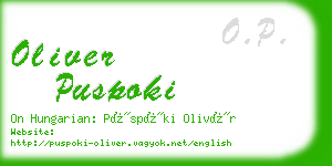 oliver puspoki business card